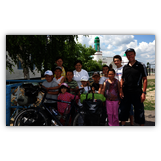 Giving a short lesson of geography in front of a school in Kazachstan (June 2013)